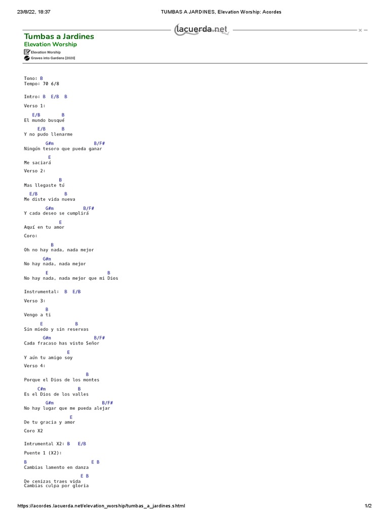 TUMBAS A JARDINES, Elevation Worship_ Acordes PDF