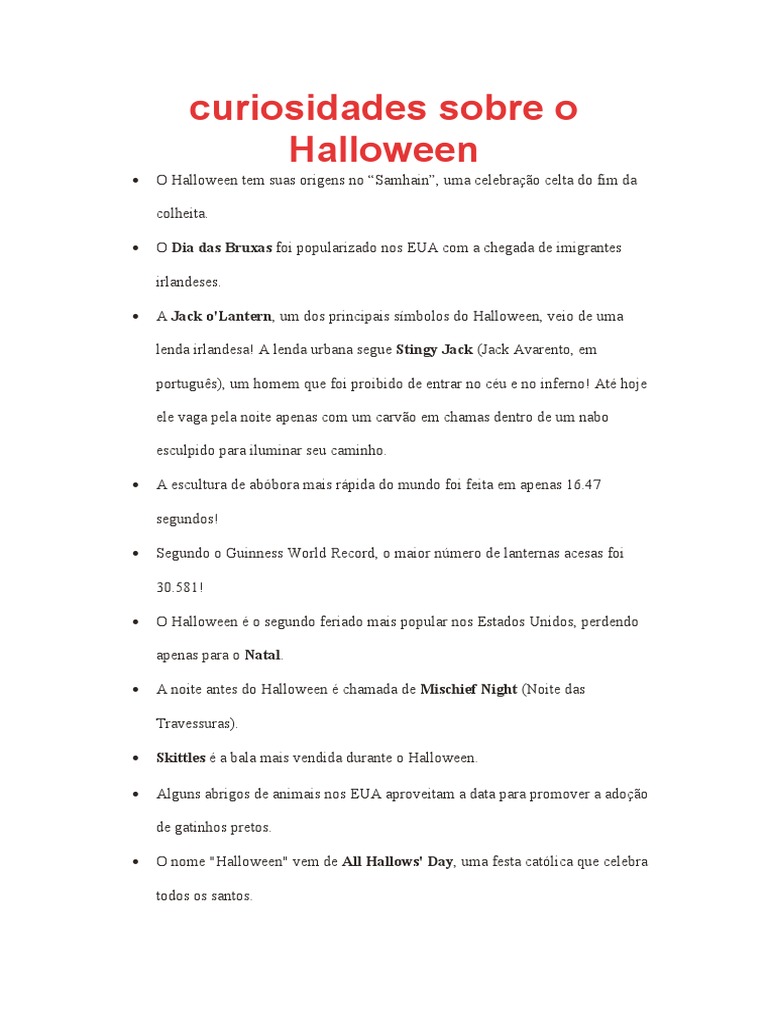 curiosidades sobre o Halloween PDF