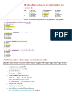 Ejercicios II de Sinonimos y Antonimos