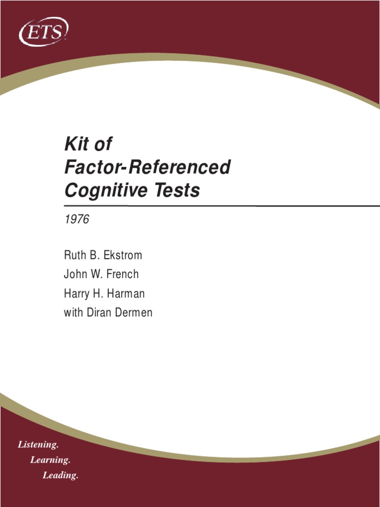 Factor-Referenced Cognitive Tests Kit | PDF