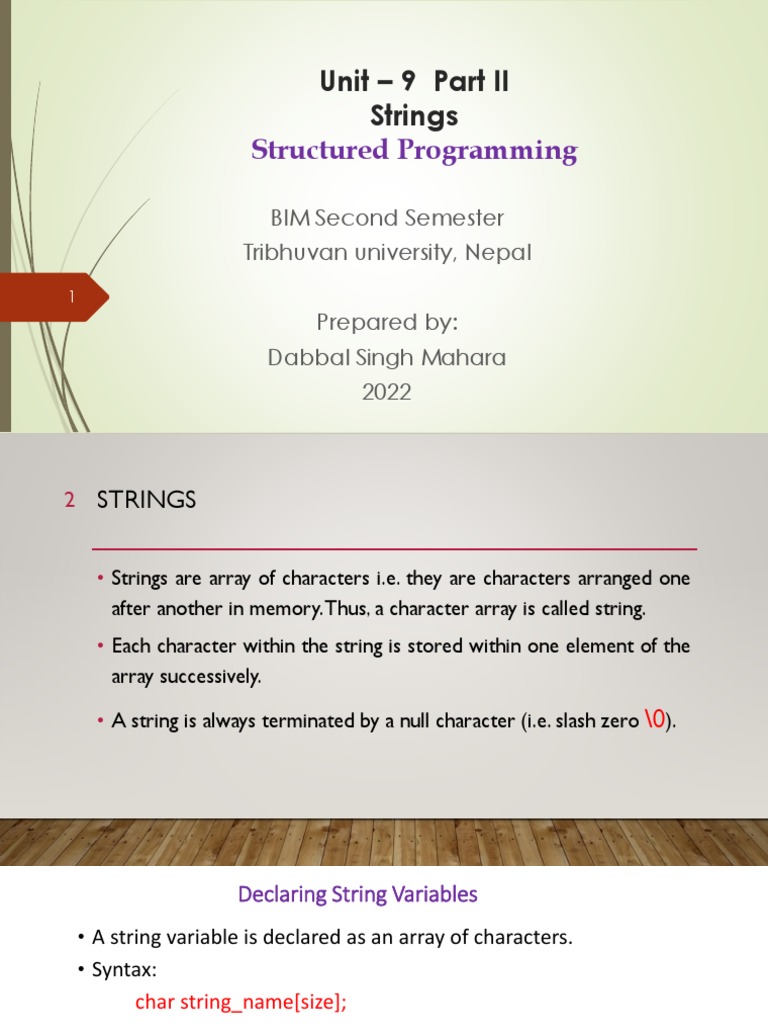C Programming Unit - 9 Part II Strings | PDF | String (Computer Science ...