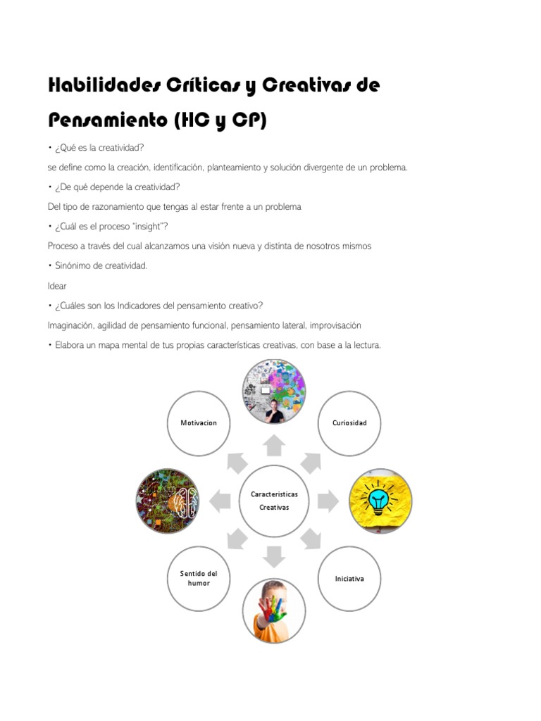 Habilidades Críticas y Creativas del Pensamiento | PDF | Creatividad ...