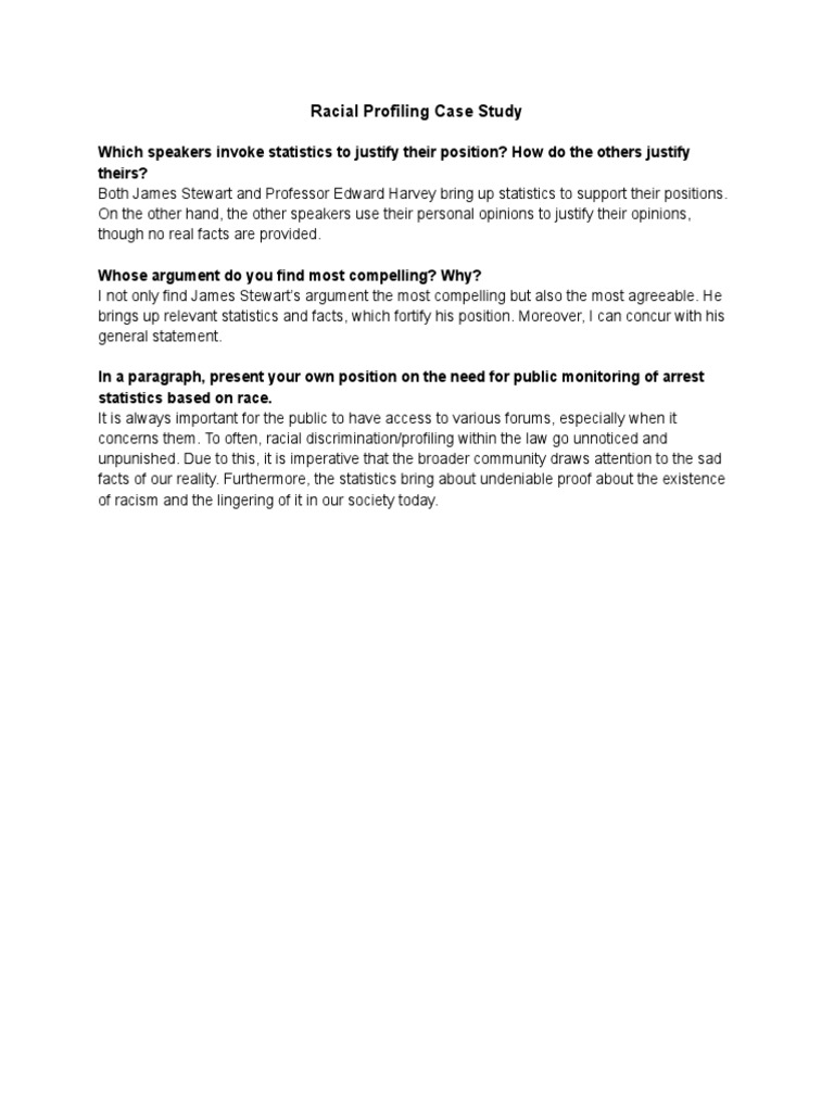 Racial Profiling: Statistics vs. Opinions | PDF