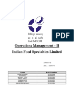 Viden Io Case Analysis Operations Management Sec A Group 2 Indian Food Specialties 1 PDF