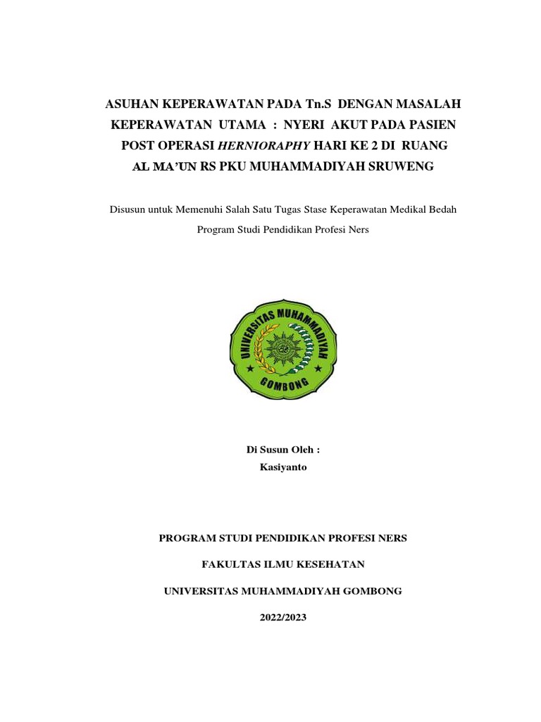 Askep Post Op Hernioraphy Kasiyanto Pdf