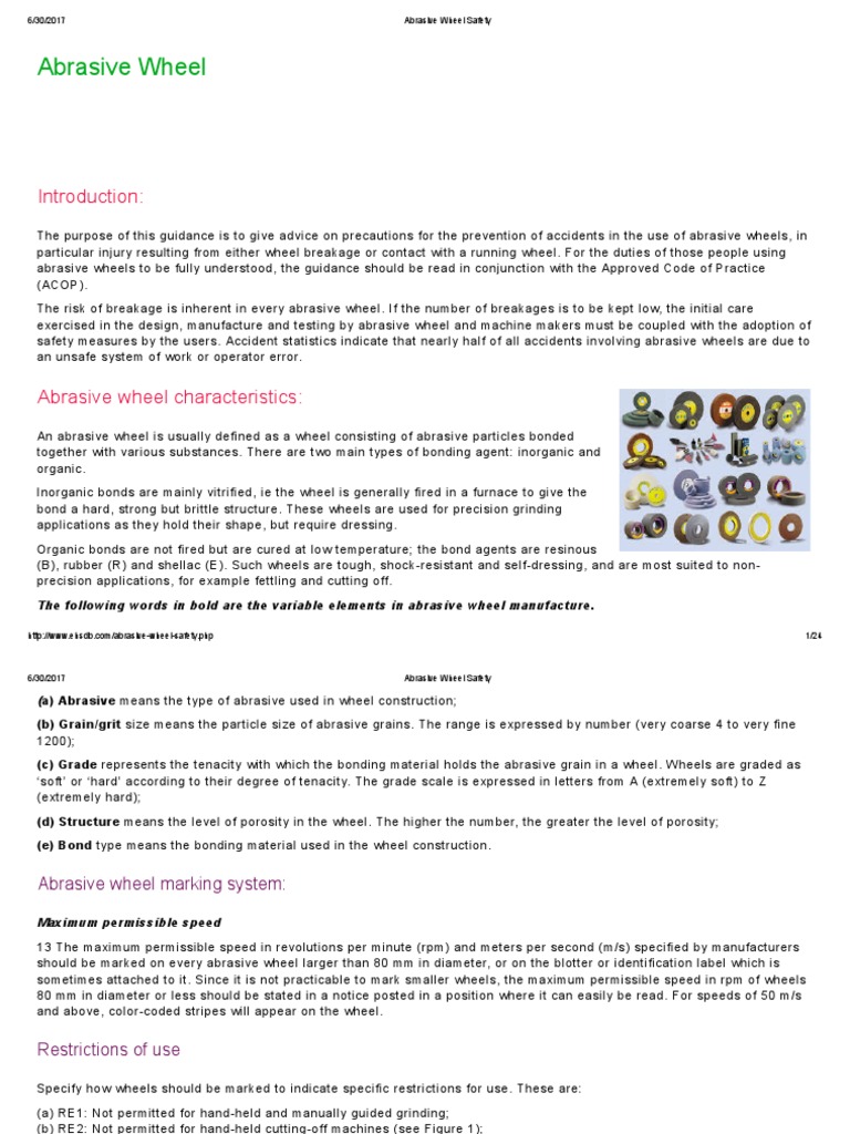 Abrasive Wheel Safety Guidelines | PDF | Grinding (Abrasive Cutting ...