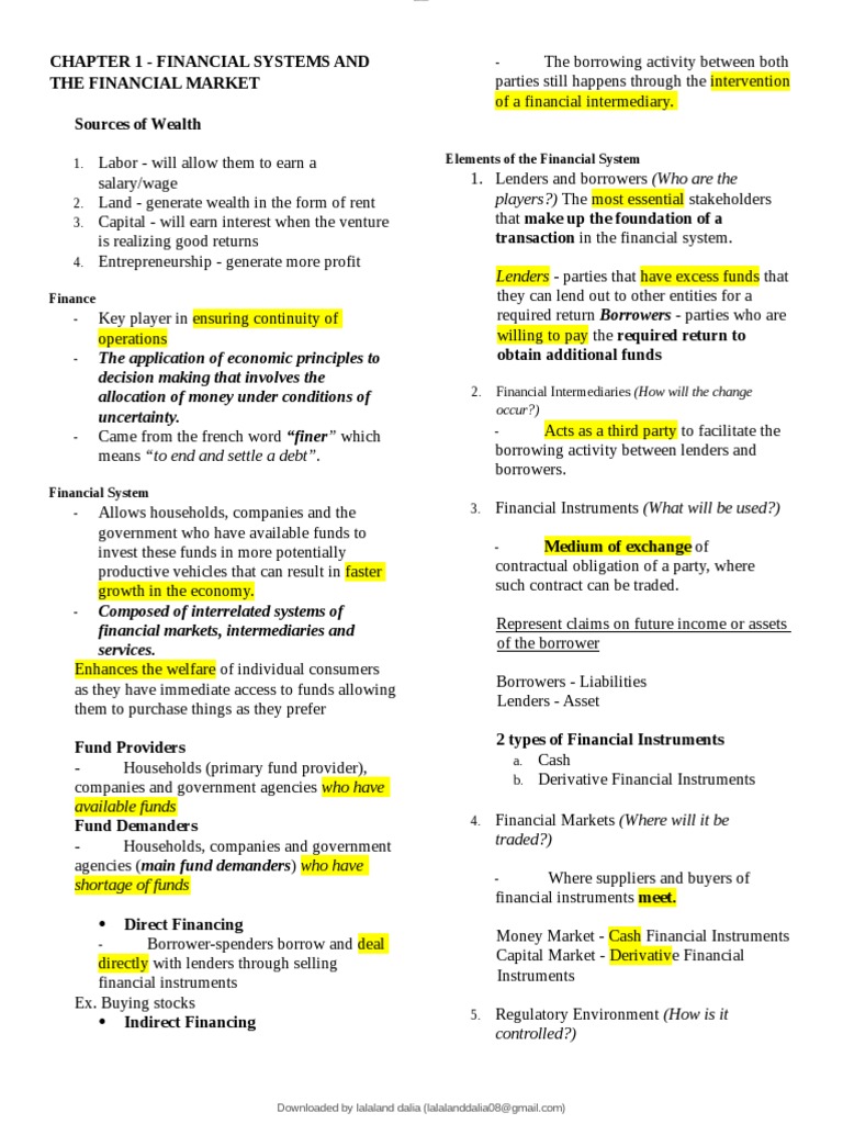 Financial Markets Chapter 1 | PDF | Financial Markets | Securities ...