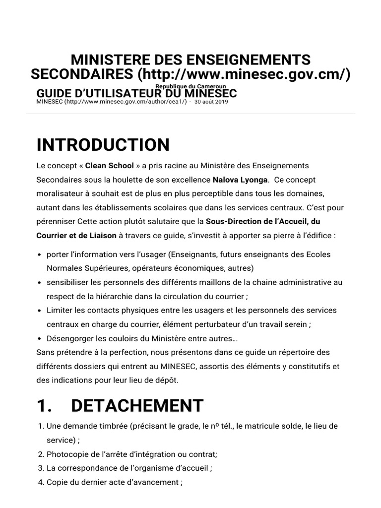 Guide des Dossiers au MINESEC | PDF | Mariage | Célibat