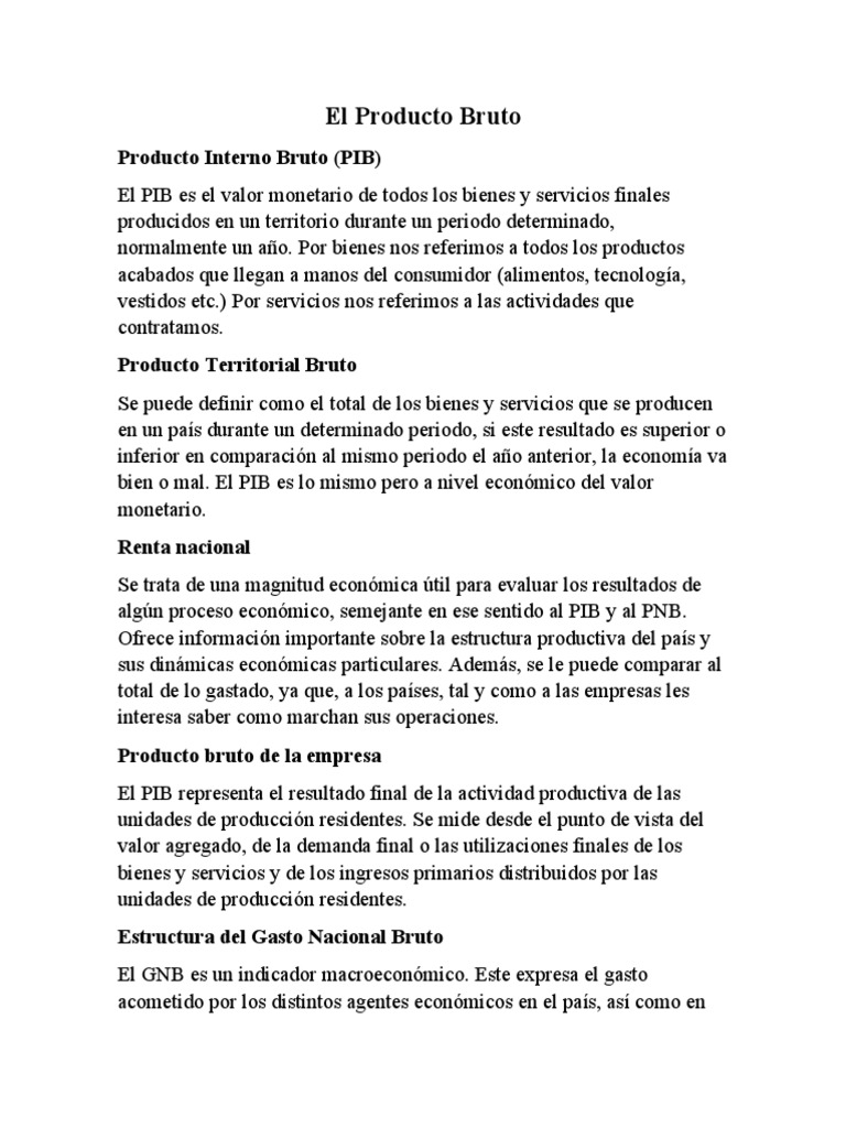 El Producto Bruto Descargar gratis PDF Producto Interno Bruto