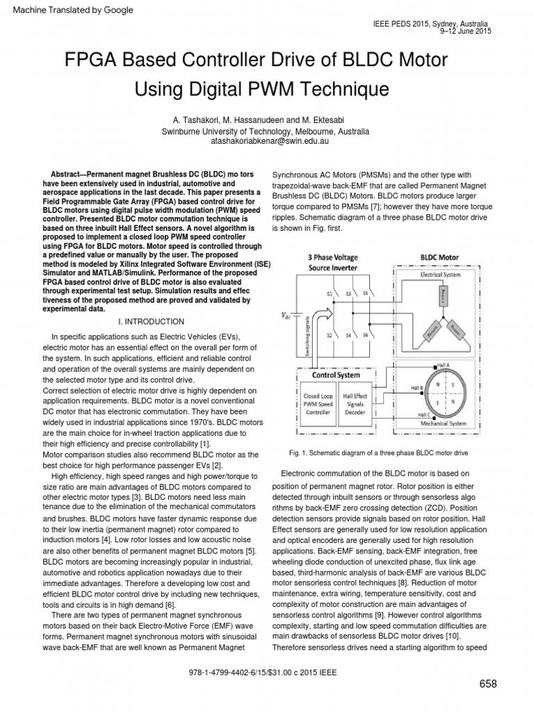 FPGA Based Controller Drive of BLDC Motor Using Digital PWM Technique
