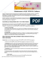 QC Stock Organism Maintenance Program
