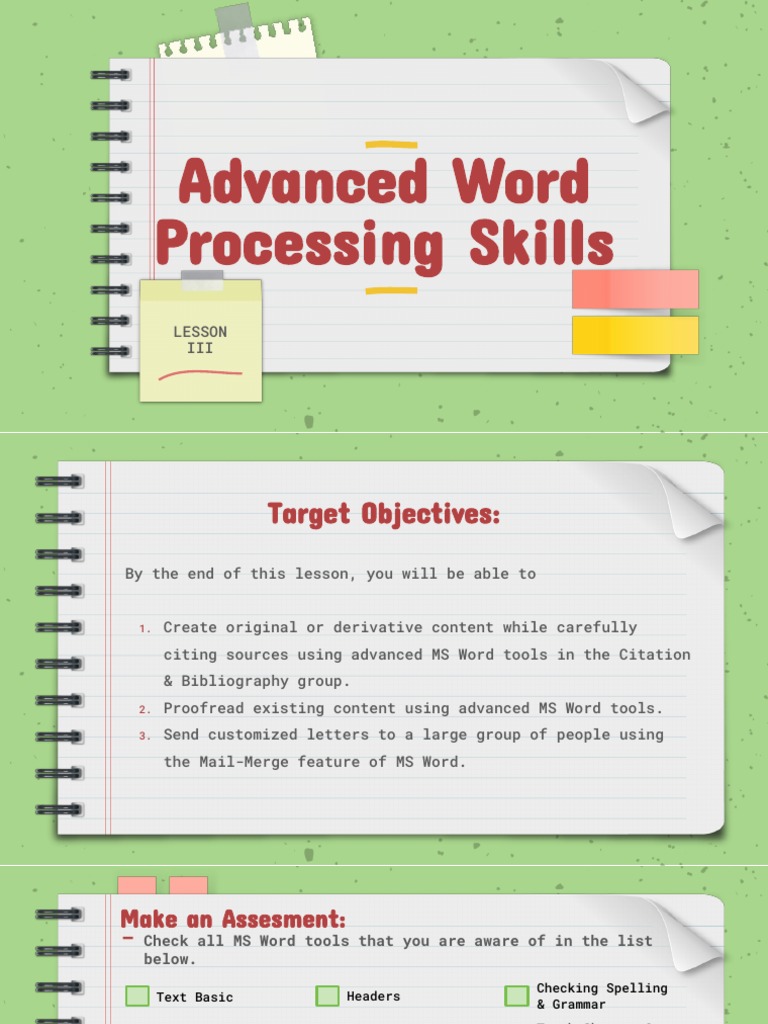 Advanced Word Processing Skills | PDF | Microsoft Word | Citation