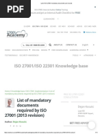 Iso 27001 List of Mandatory Documents and Records Required Standard