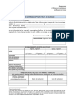 Formulaire de Demande de Transcription Acte Mariage