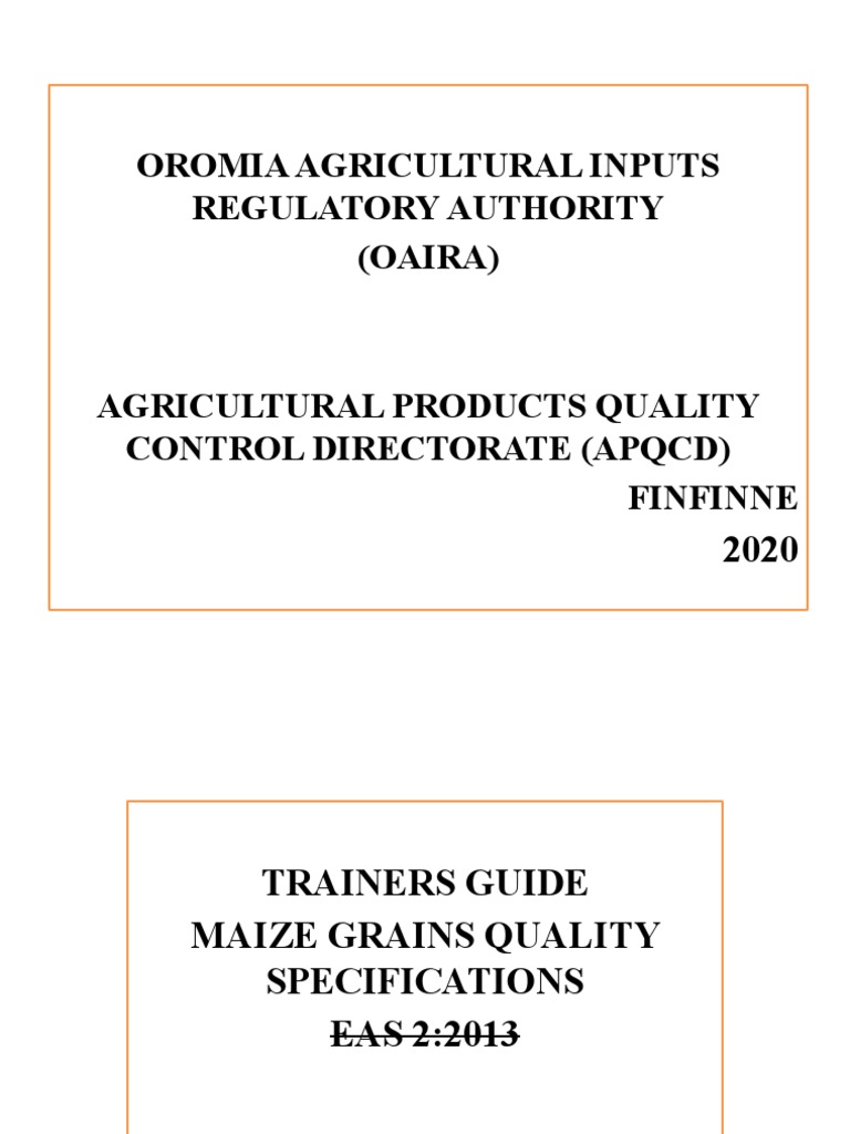Maize Quality Standards Training Guide | PDF | Maize | Seed