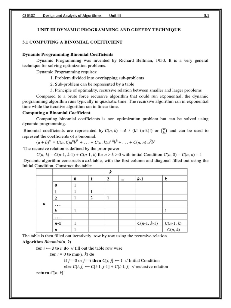 DAA-Unit-3 | PDF | Dynamic Programming | Code