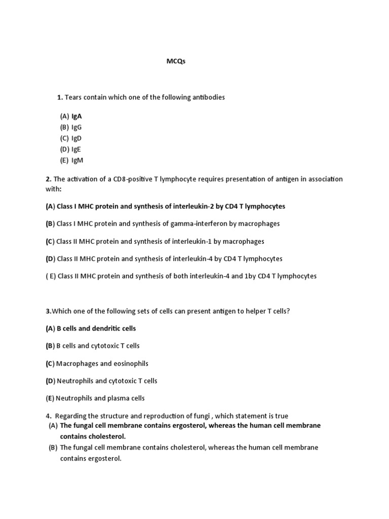 Combined MCQS PDF Pneumonia T Helper Cell