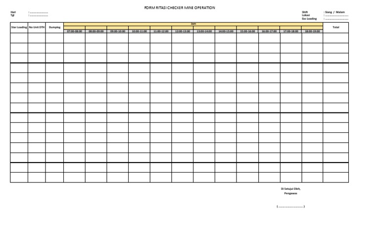 Form Ritasi Checker DTH For ETO | PDF