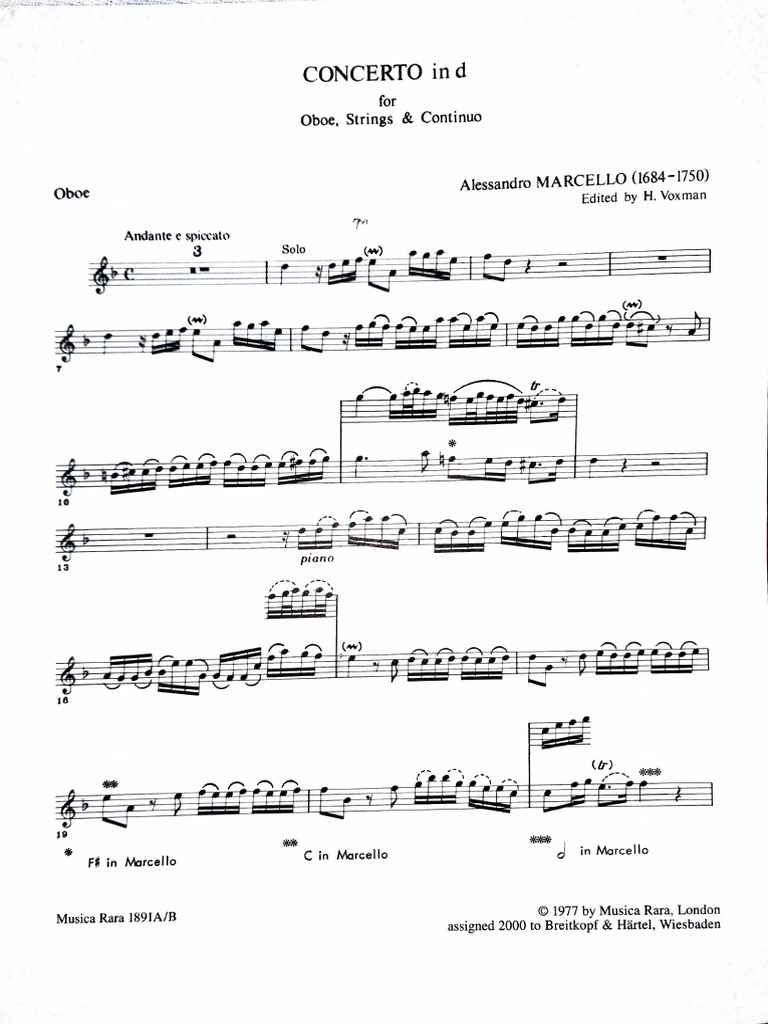 A.marcello Oboe Concerto in D PDF