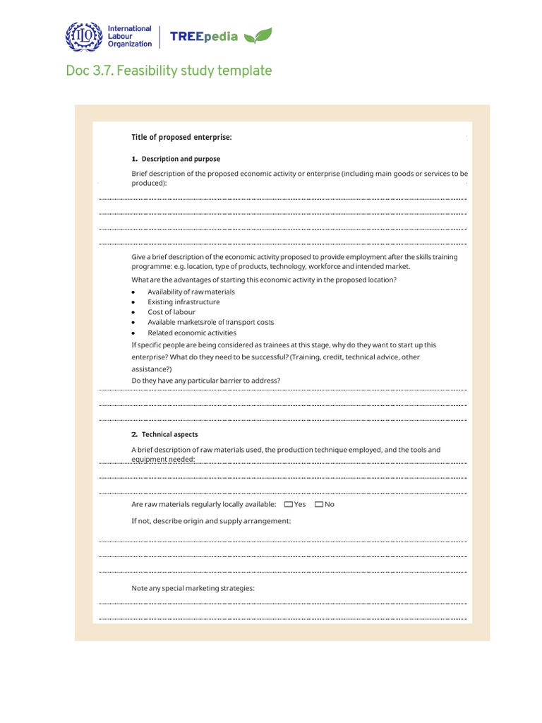 Feasibility Study Template | PDF | Economics | Fixed Investment