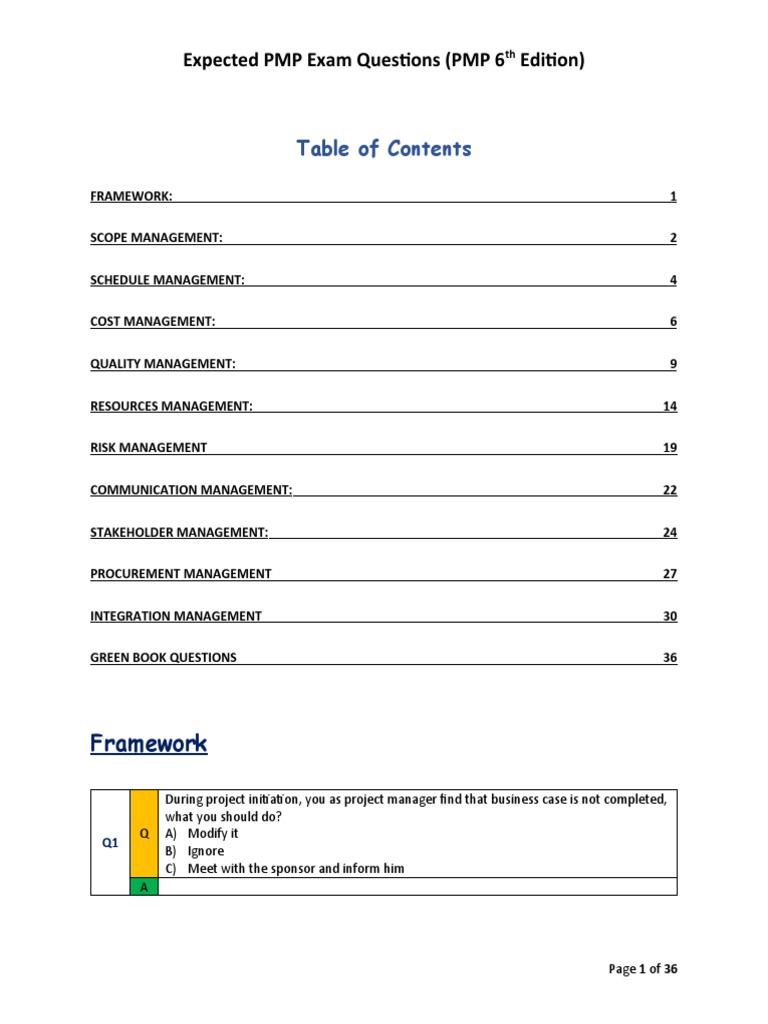 PMP Quality Management Exam Questions | PDF