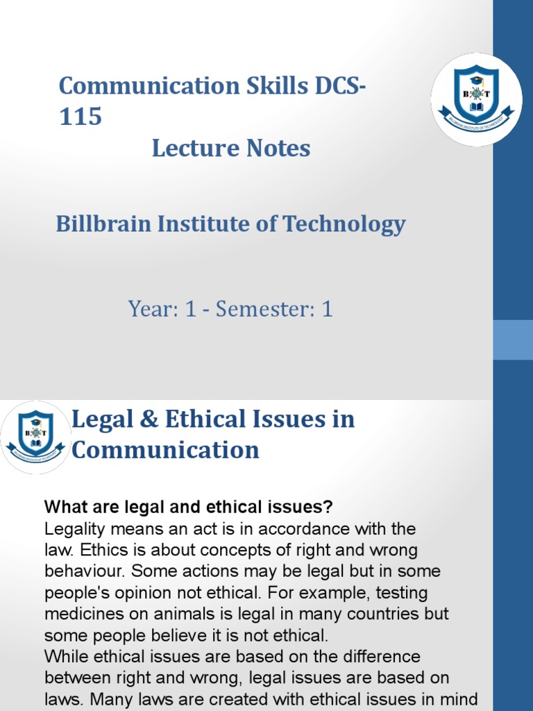 Legal and Ethical Issues in Communication | PDF | Communication ...