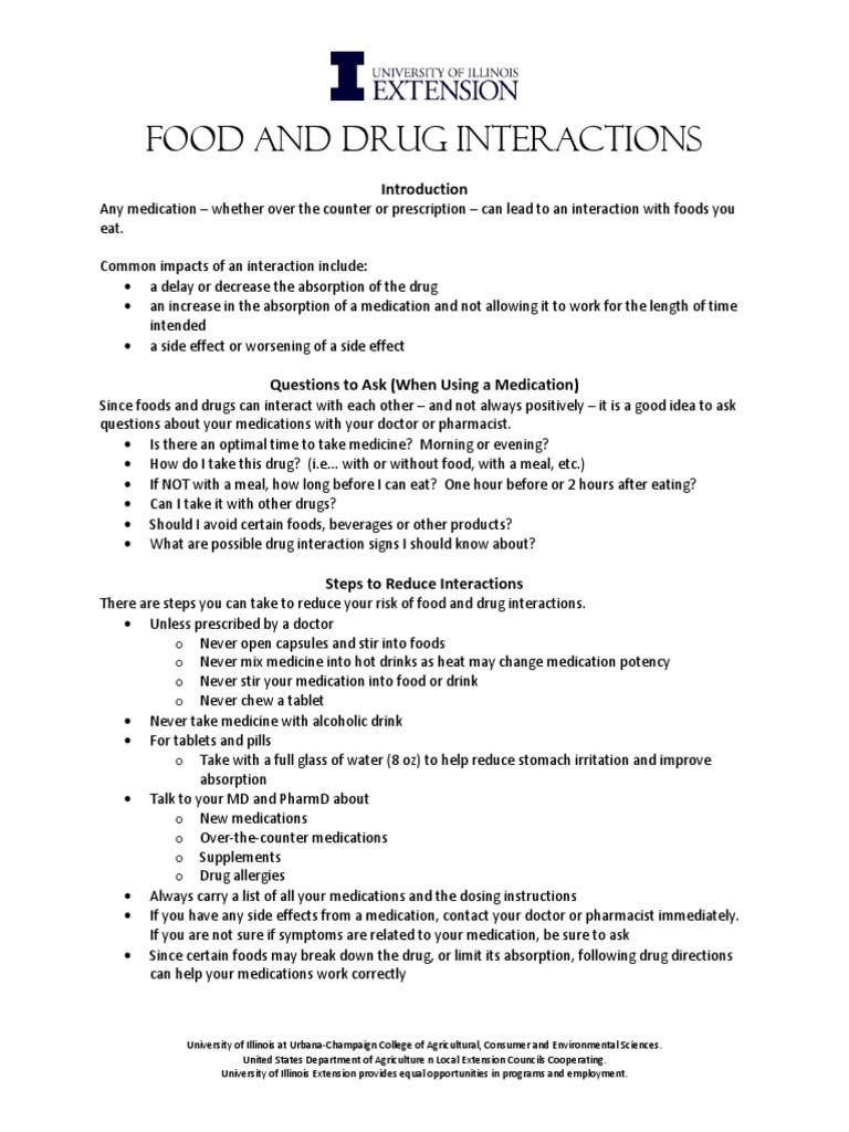 Food and Drug Interaction Guidelines | PDF | Foods | Nutrition