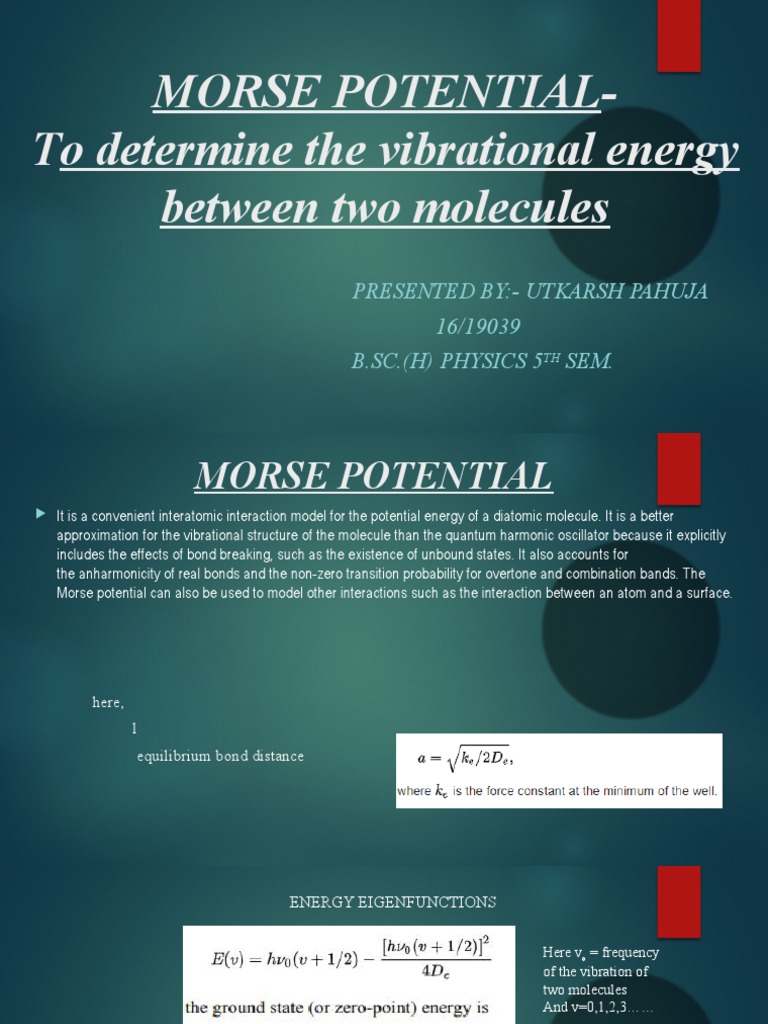 Numerical Solution of the Schrödinger Equation for the Morse Potential