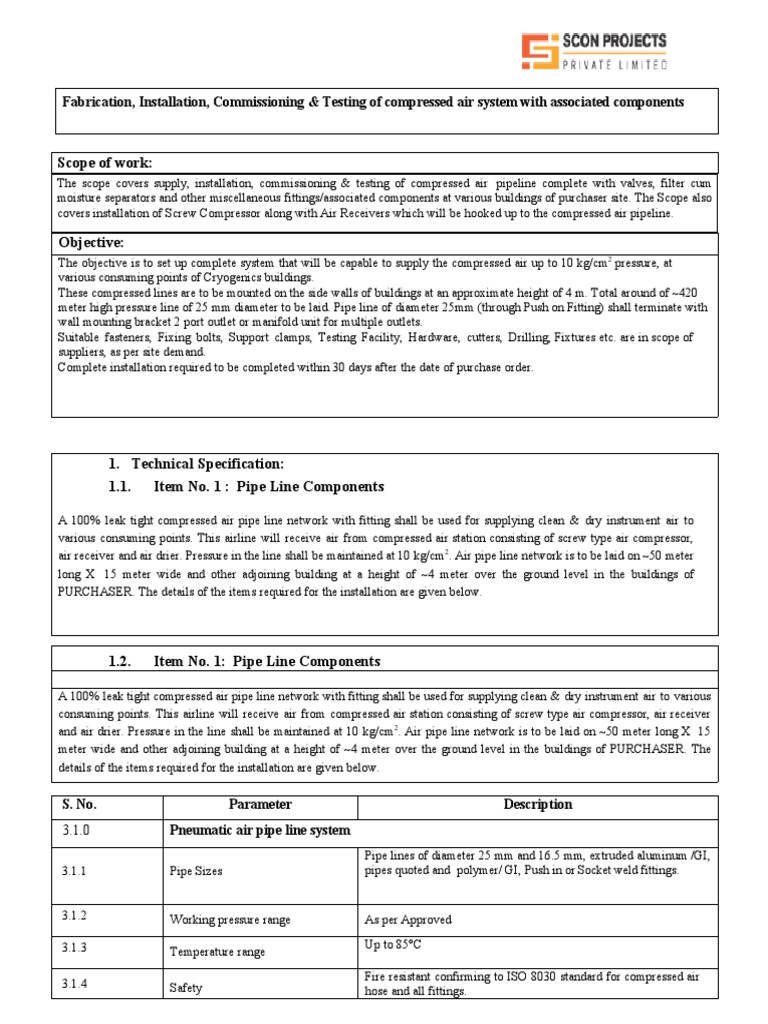 Compress Air Commissioning Procedure | PDF | Pipe (Fluid Conveyance ...