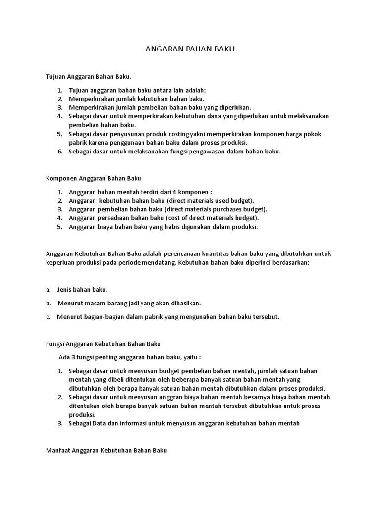 p7 Anggaran Bahan Baku | PDF