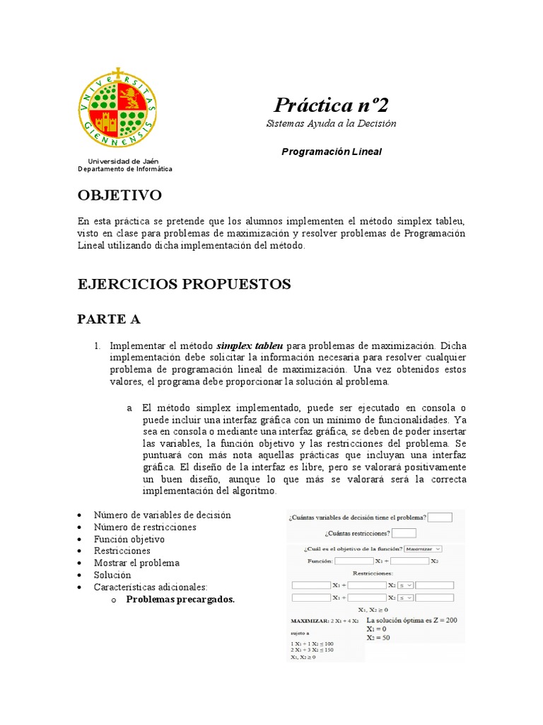 Práctica 2 | PDF | Programación lineal | Programa de computadora