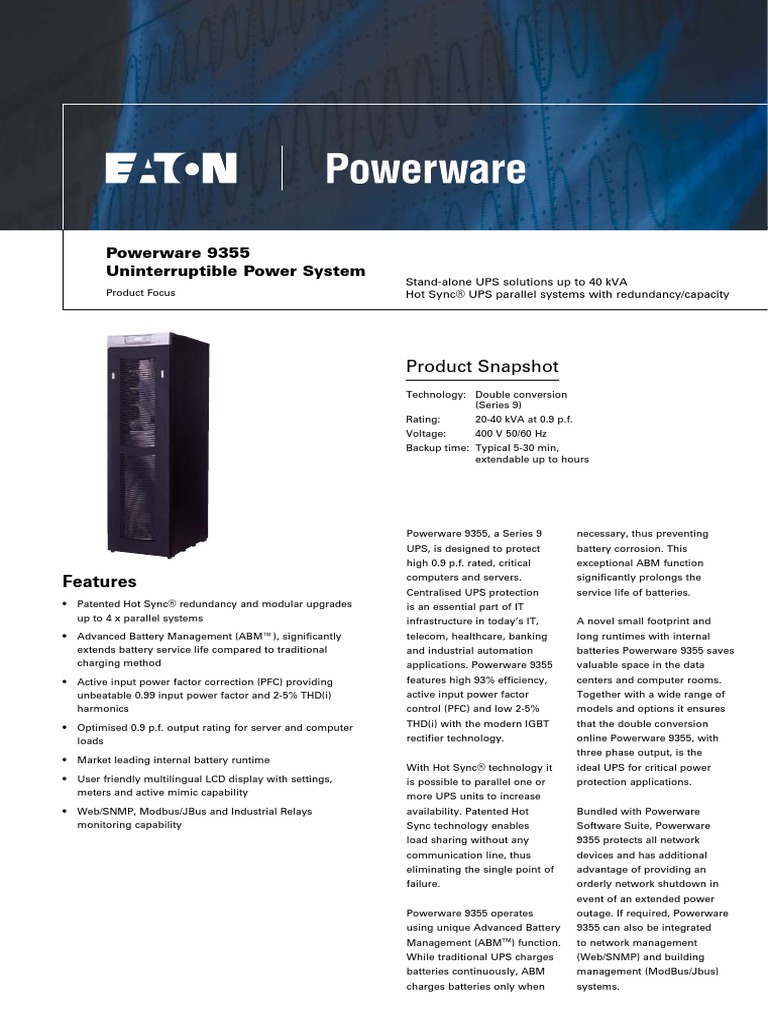 9355 20-40 kVA - FXA (EMEA) | PDF | Electricity | Electrical Engineering