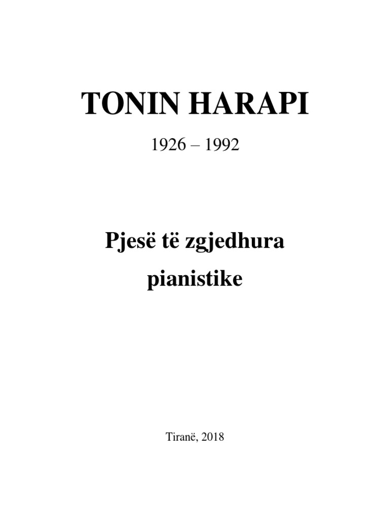Harapi - Album Me Pjese Te Zgjedhura Pianistike (Botimi 2018) | PDF