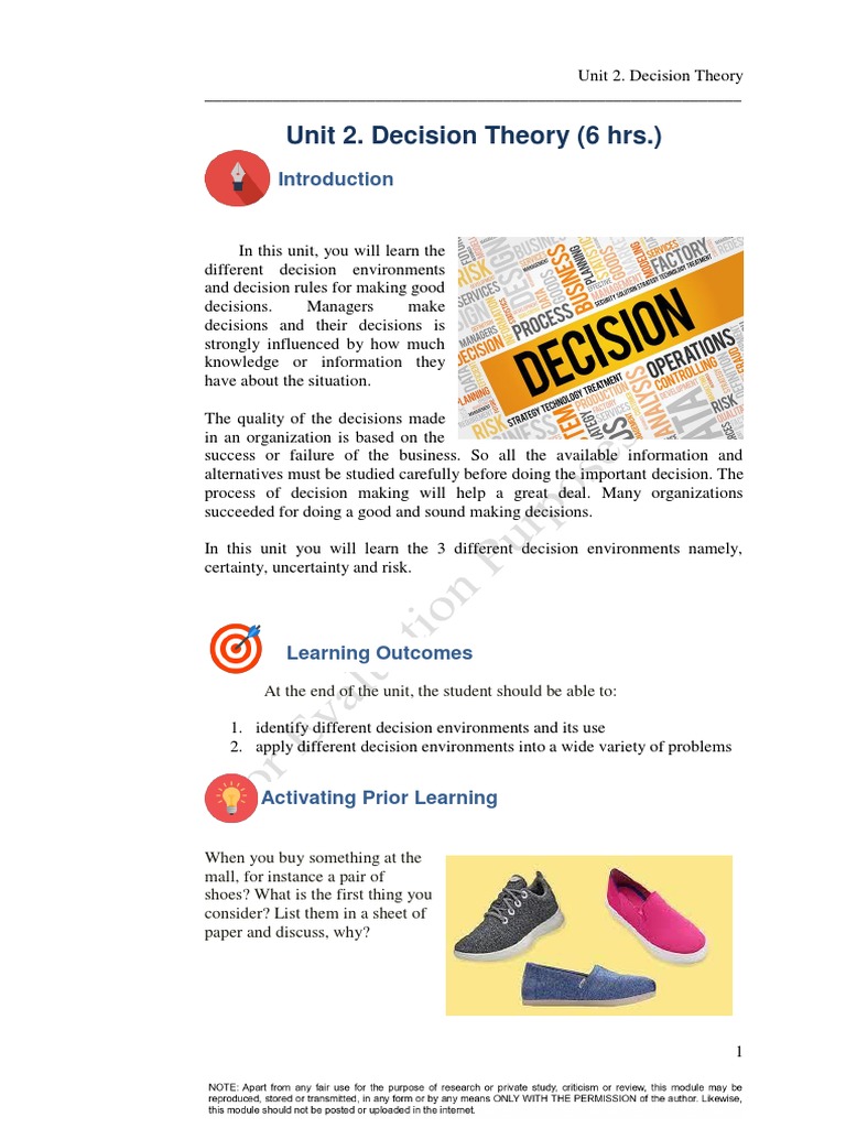 Unit 2 Decision Methods | PDF | Decision Making | Cognition