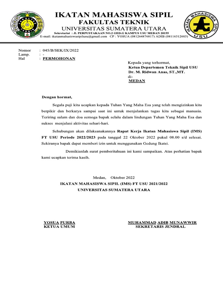 Surat Permohonan Raker Final | PDF