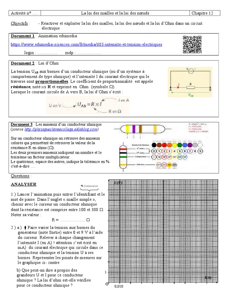 Loi des mailles et des nœuds en électricité PDF Résistance — free download