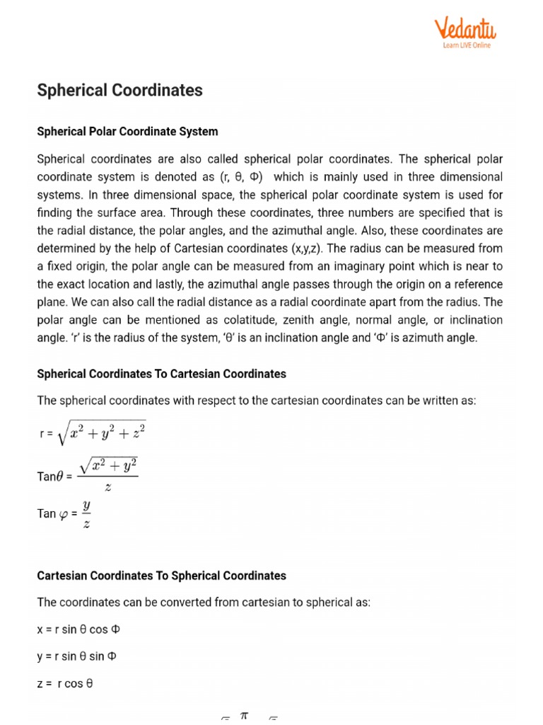Spherical Coordinates PDF