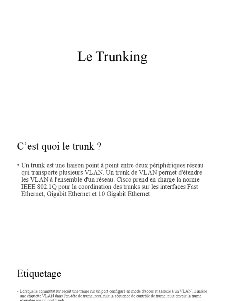 Comprendre le Trunking Réseau | PDF | Ethernet | Réseau informatique