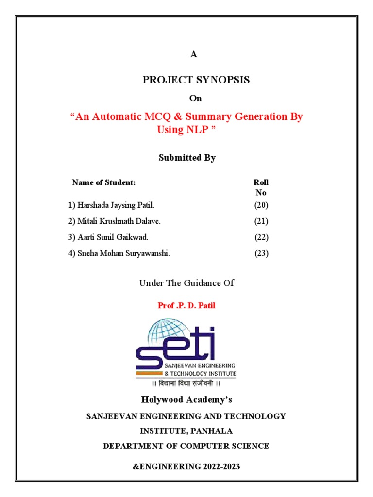 Automatic MCQ & Summary Generation Using NLP | PDF | Integrated ...
