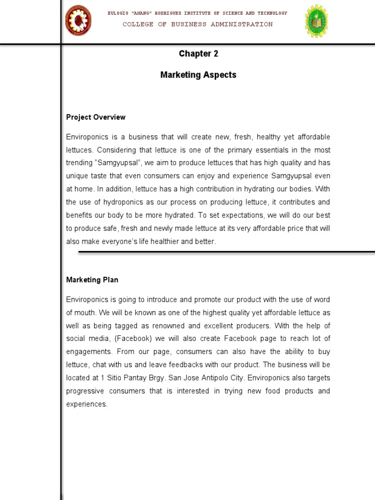 Chapter 2 GRP 4 Marketing Aspects PDF