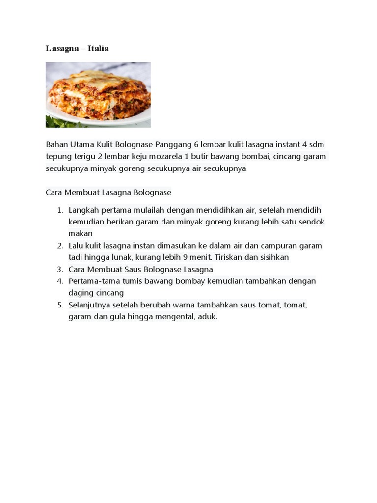 Lasagna | PDF
