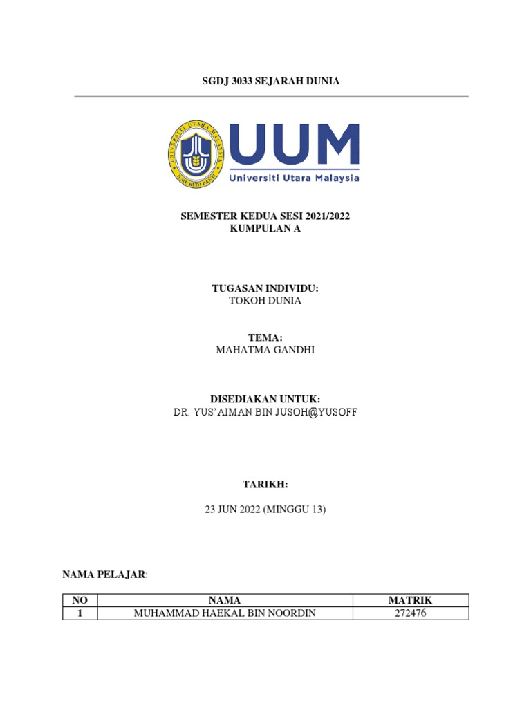 3a. Tugasan 3 (Mahatma Gandhi, Individu) | PDF