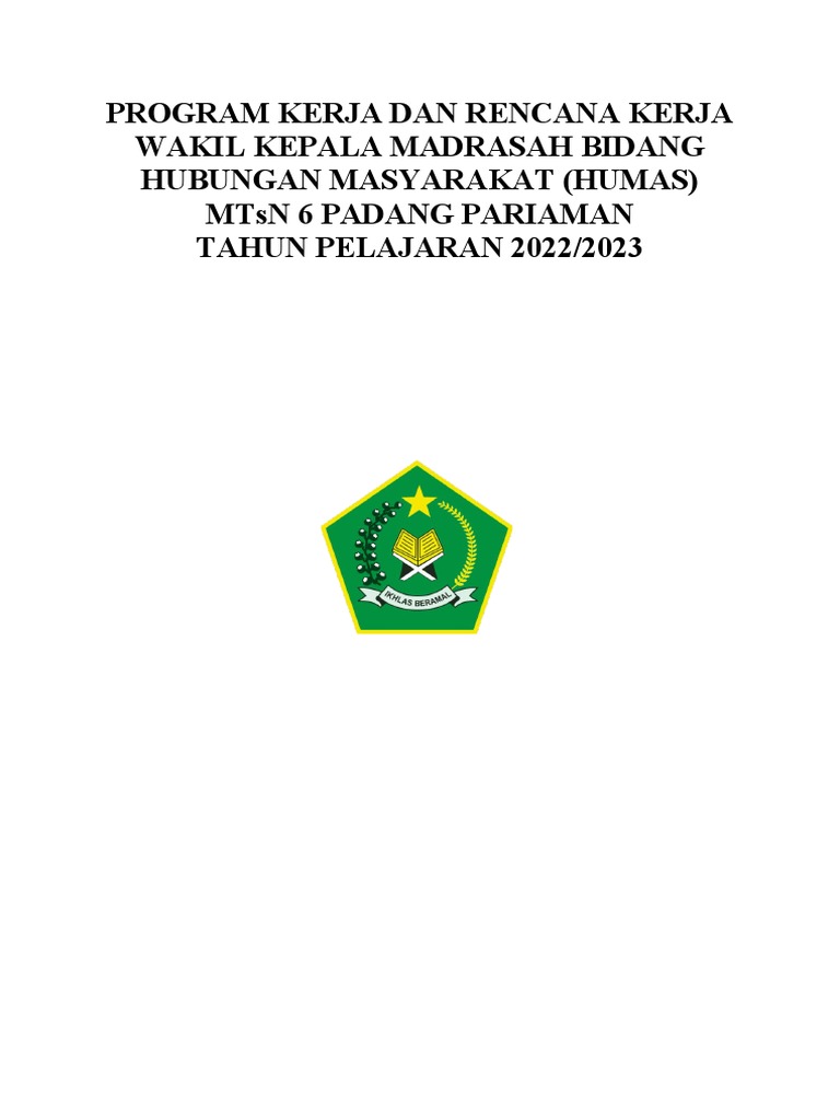 Program Kerja Humas MTsN 6 | PDF | Karier & Perkembangan