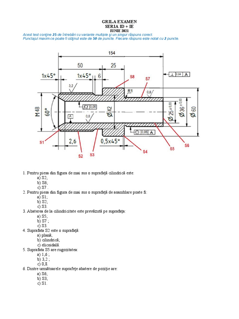Test Grila Examen Final TM Ie+id | PDF