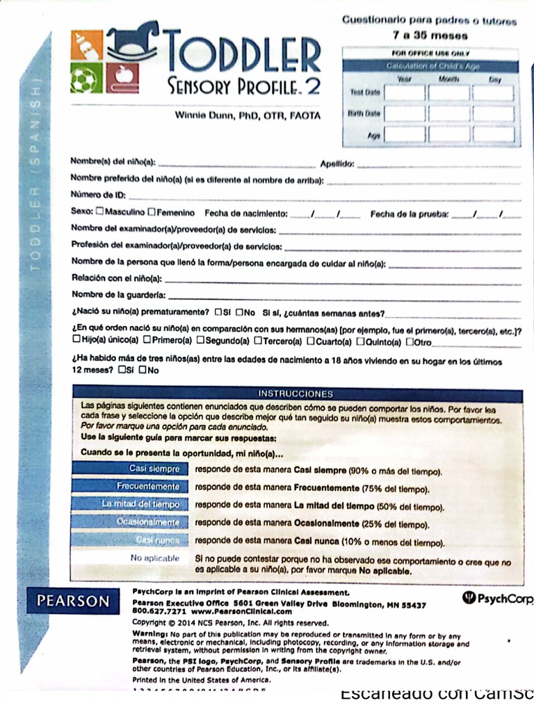 Sensory Profile Toddler PDF