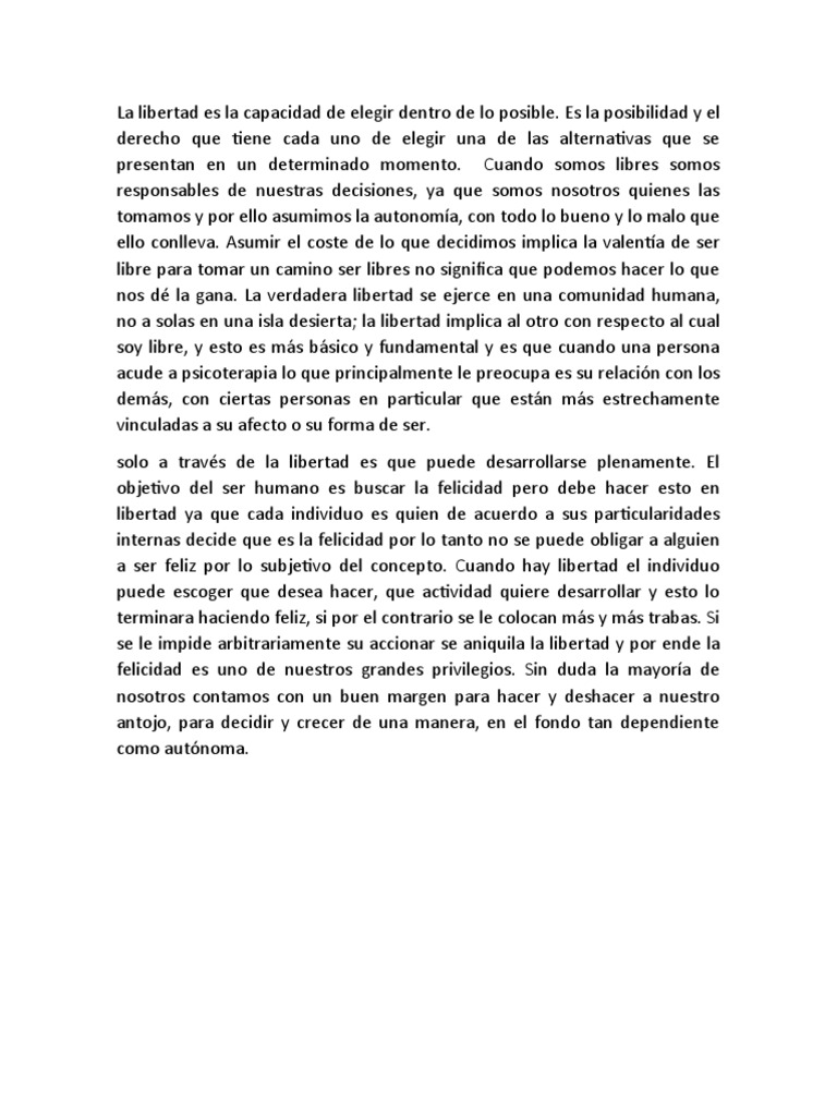 La Libertad Es La Capacidad de Elegir Dentro de Lo Posible | PDF | Fe ...