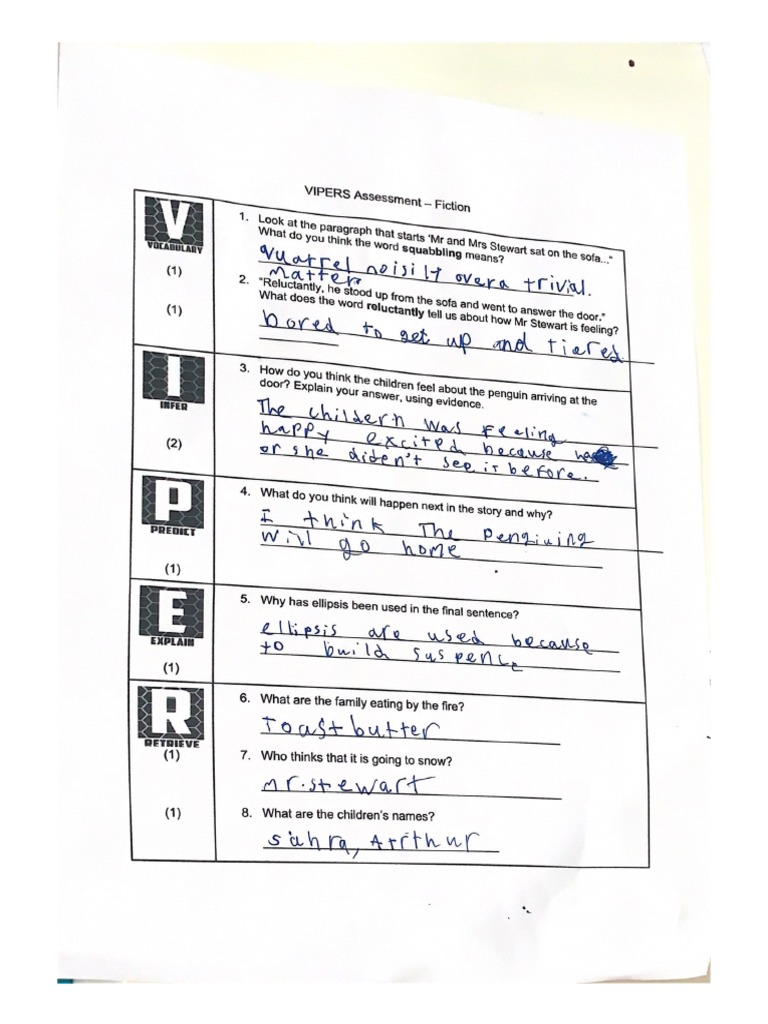 VIPERS Assessment - Fiction | PDF