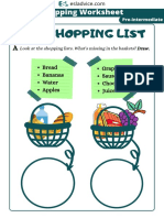 Shopping Worksheet - Pre-Intermediate