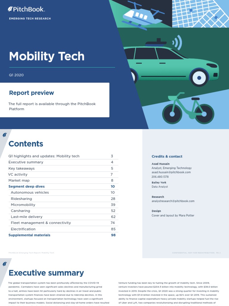 PitchBook Q1 2020 Emerging Tech Research Mobility Tech Executive ...