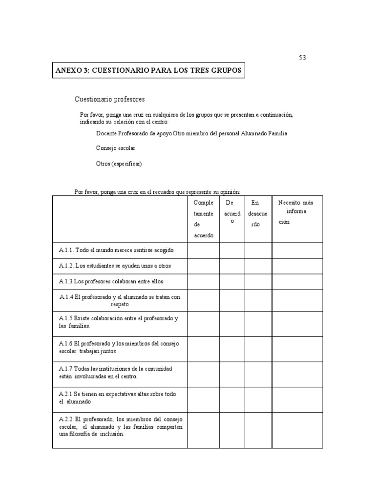 Cuestionario para index de inclusion descargar gratis pdf inclusi n